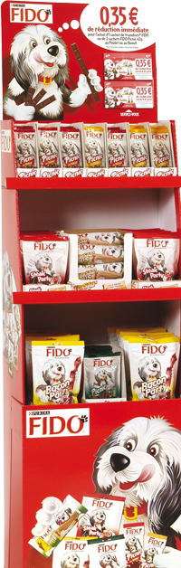 Impression numérique sur un PLV en carton avec habillage et découpe sur mesure